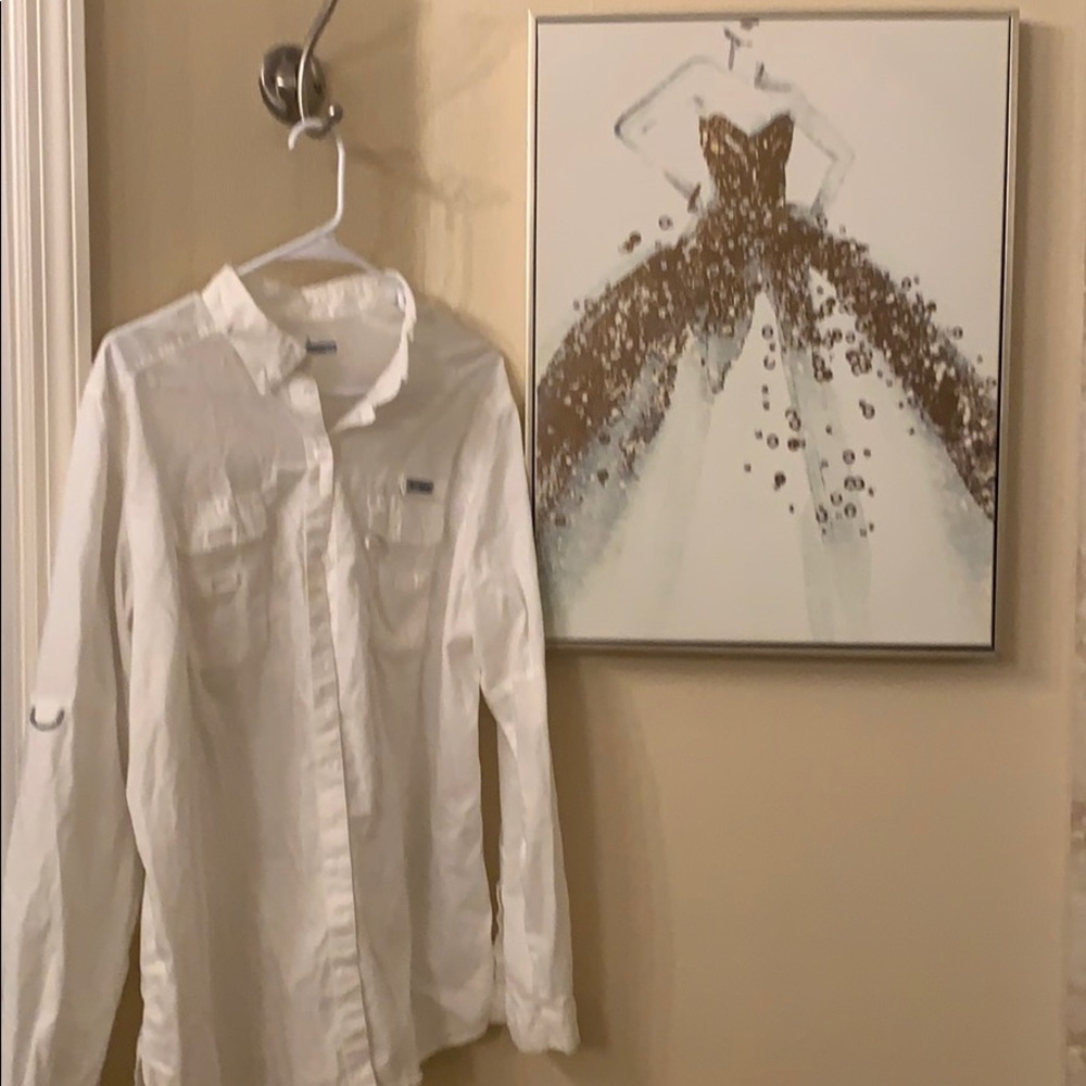 Columbia PFG White Fishing Shirt